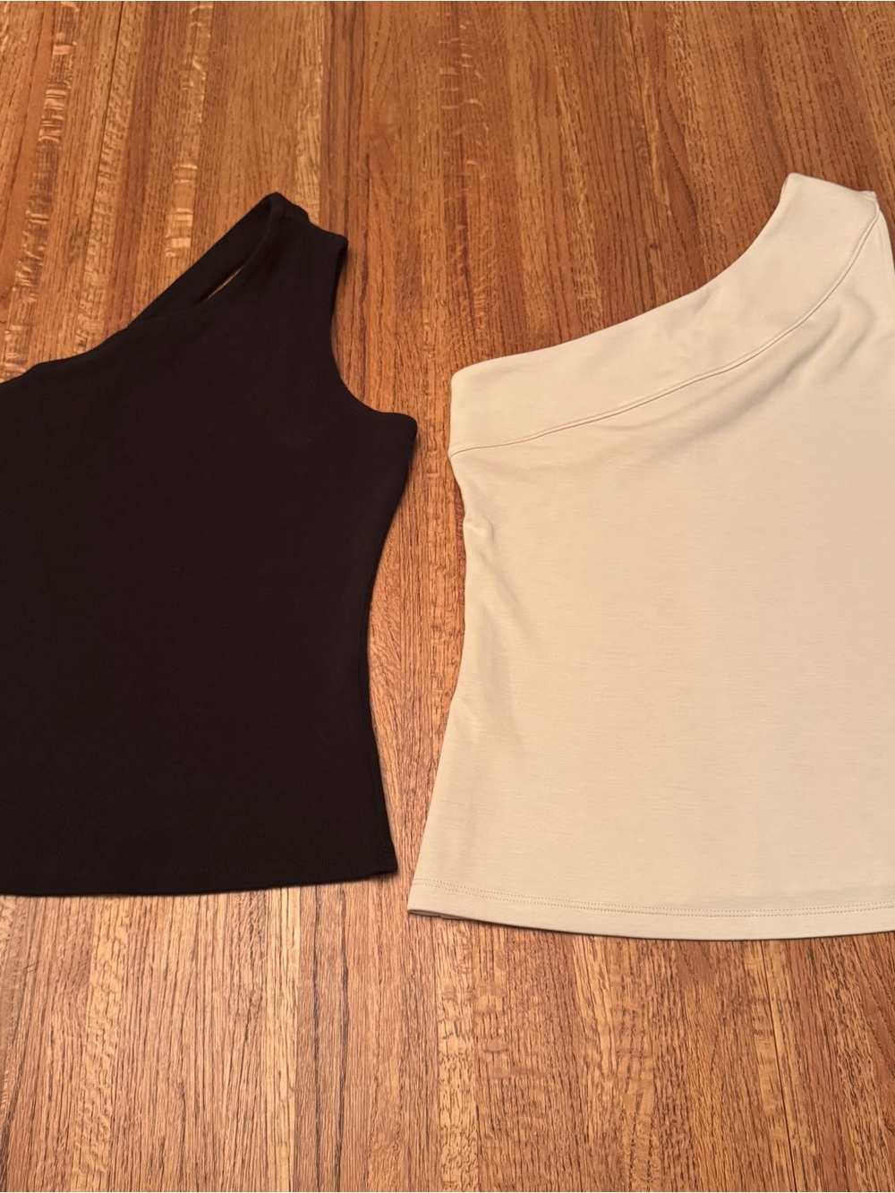 BANANA REPUBLIC Bundle (2) One Shoulder Tops | Black Ribbed & Cream | XS